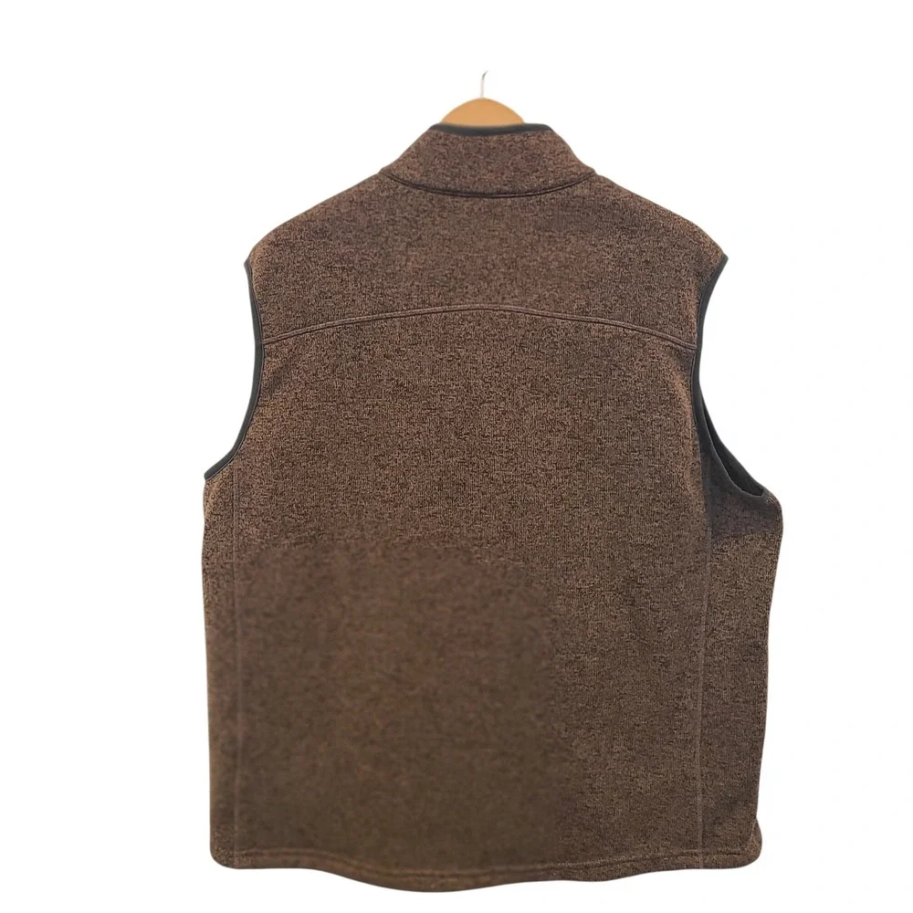 Orvis Mens XXL Brown Marled Sweater Fleece Full Zip Outdoor Vest Denali